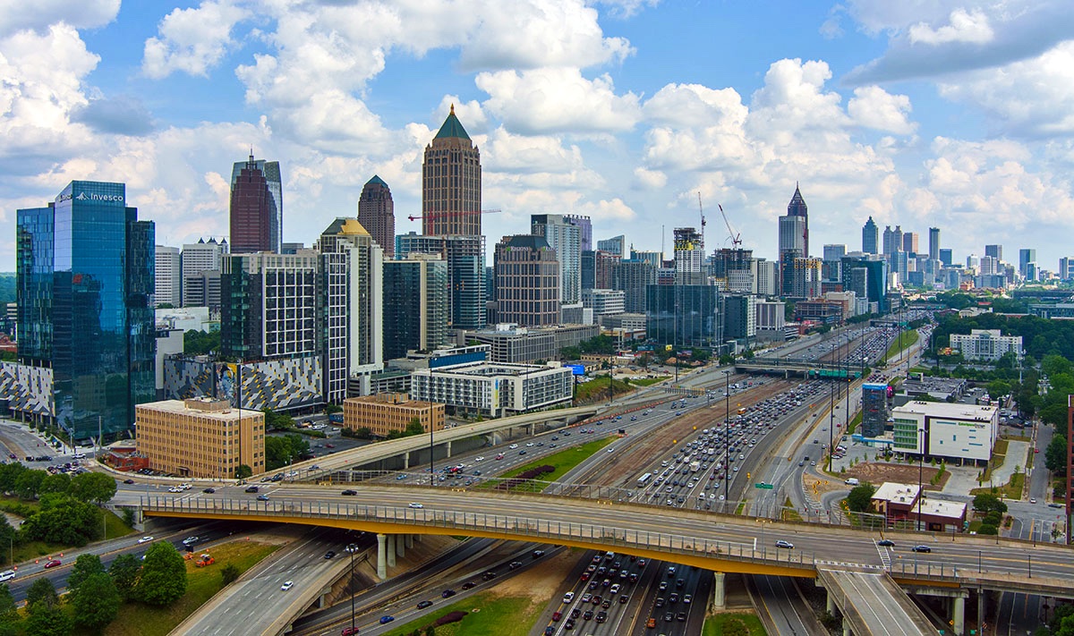 Aerial view of the atlanta skyline